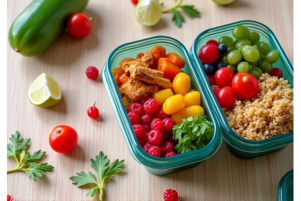 Frisch zubereitete Mahlzeiten in Lunchboxen