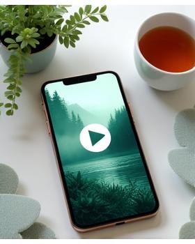 Laptop zeigt Video mit entspannender Szene