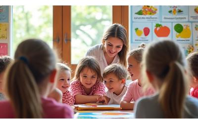 Lehrer und Schüler lernen in einem Klassenzimmer über gesunde Lebensweise