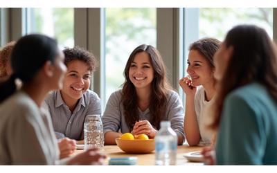 Gruppe von Menschen nimmt an einem Gesundheitsworkshop teil